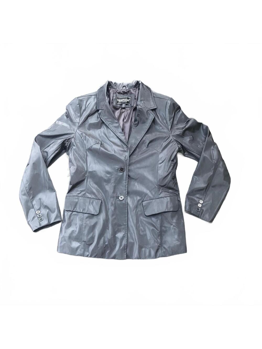 Rampage Black Faux Leather Blazer Jacket Size L Y2K